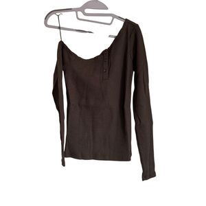 N.Philanthropy EERO Top Womens Size XS Chocolate Asymmetrical One Shoulder NWT